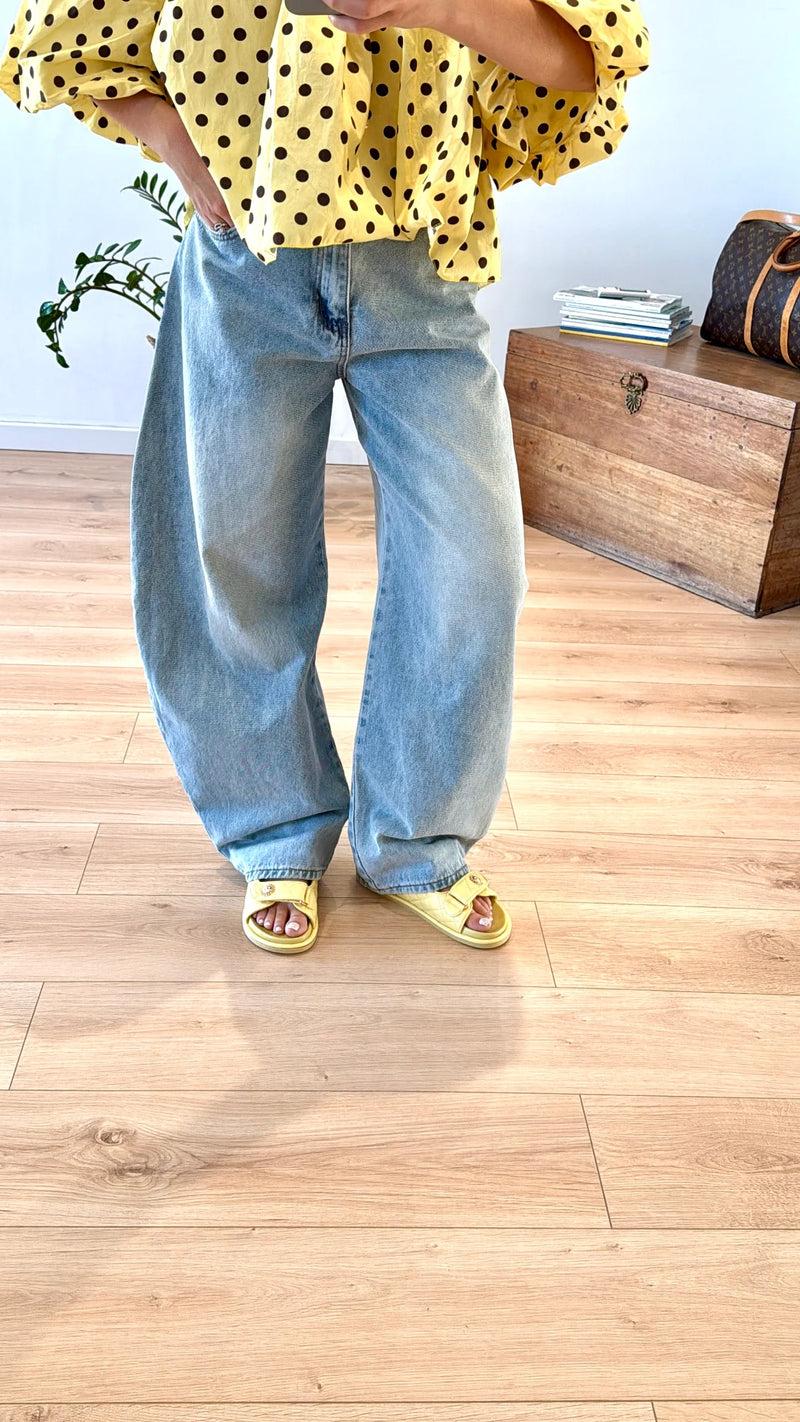 JEAN WIDE LEG « ROMANO » BLEU CLAIR
