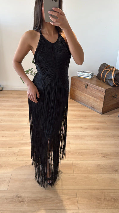 ROBE À FRANGES « VICTORIA » NOIRE