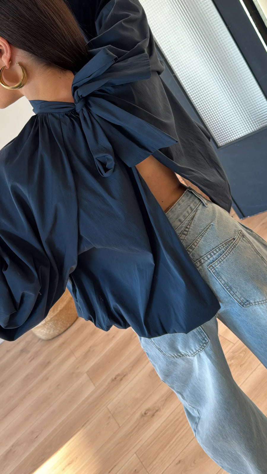 BLOUSE À NOEUD « HANNA » BLEU MARINE 1