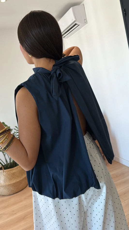 "VALENTINA" NAVY BLUE BLOUSE
