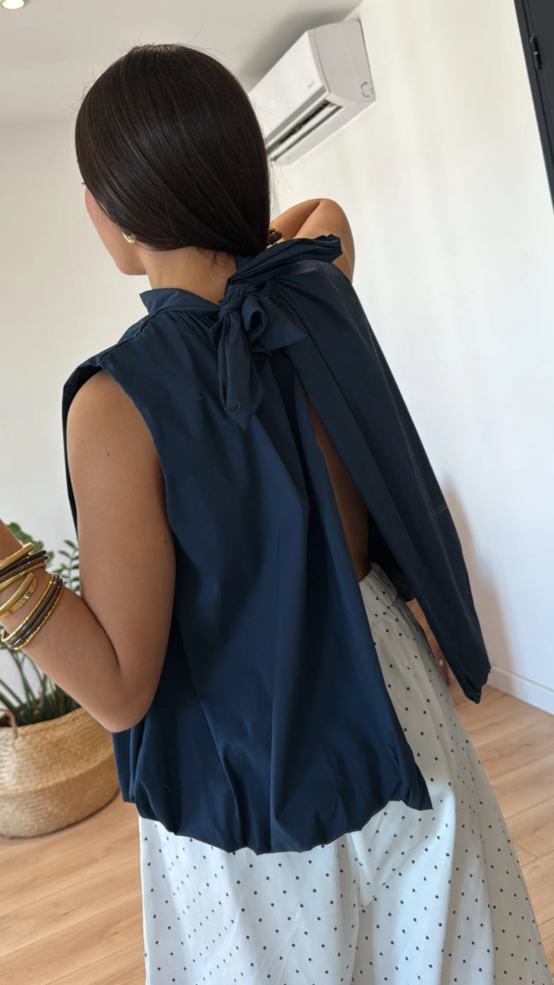 BLOUSE « VALENTINA » BLEU MARINE