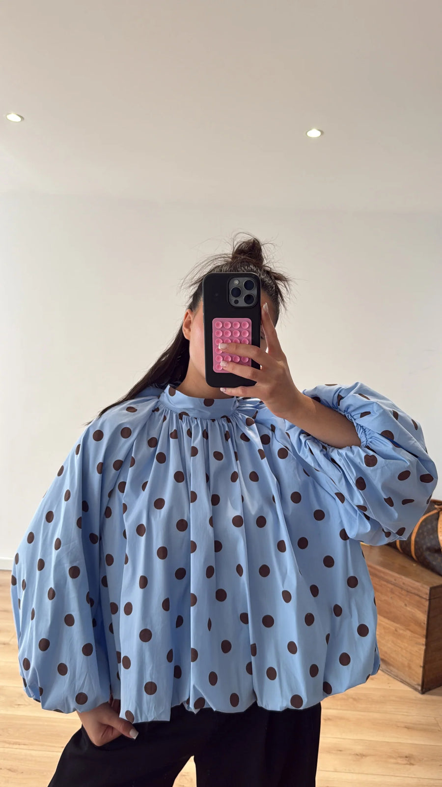 BLOUSE À POIS « SOFIA » BLEU CHOCO 2