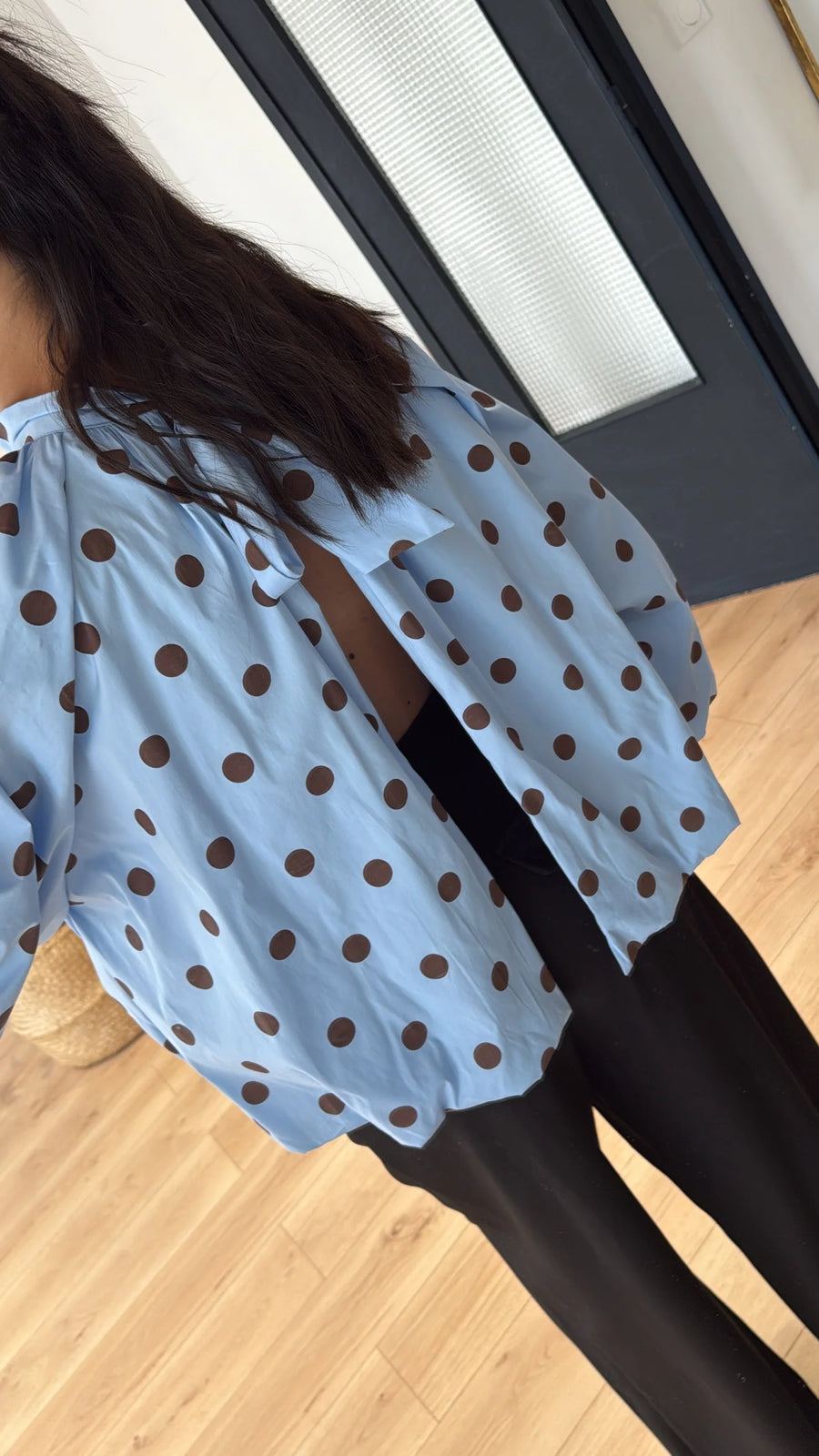 BLOUSE À POIS « SOFIA » BLEU CHOCO 1