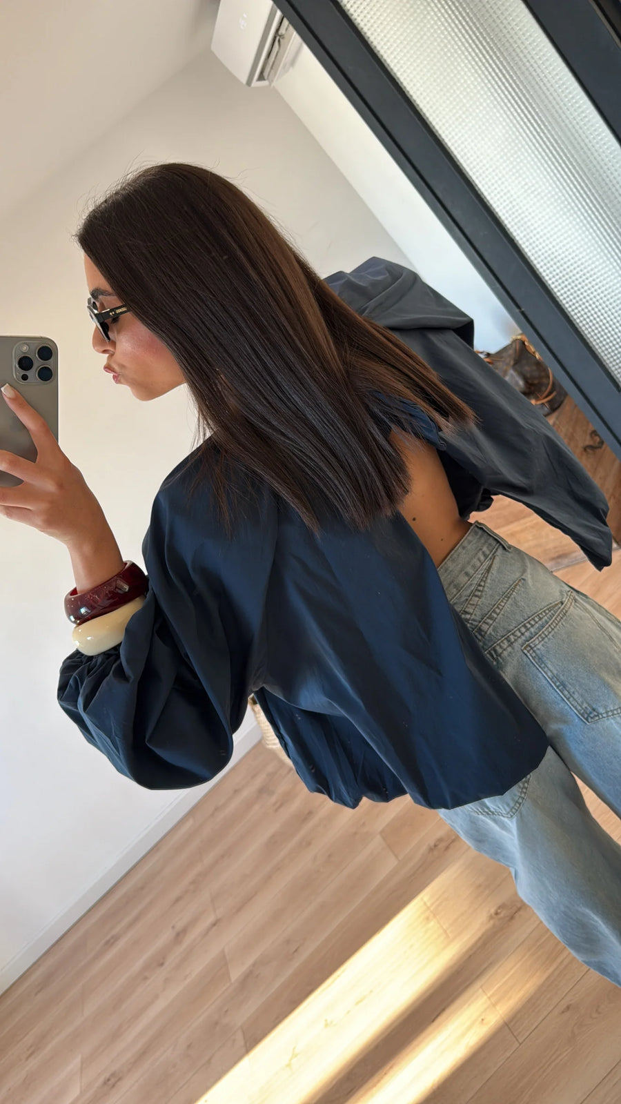 BLOUSE À NOEUD « HANNA » BLEU MARINE 3