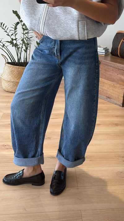 JEAN WIDE LEG « JADE » BLEU FONCÉ