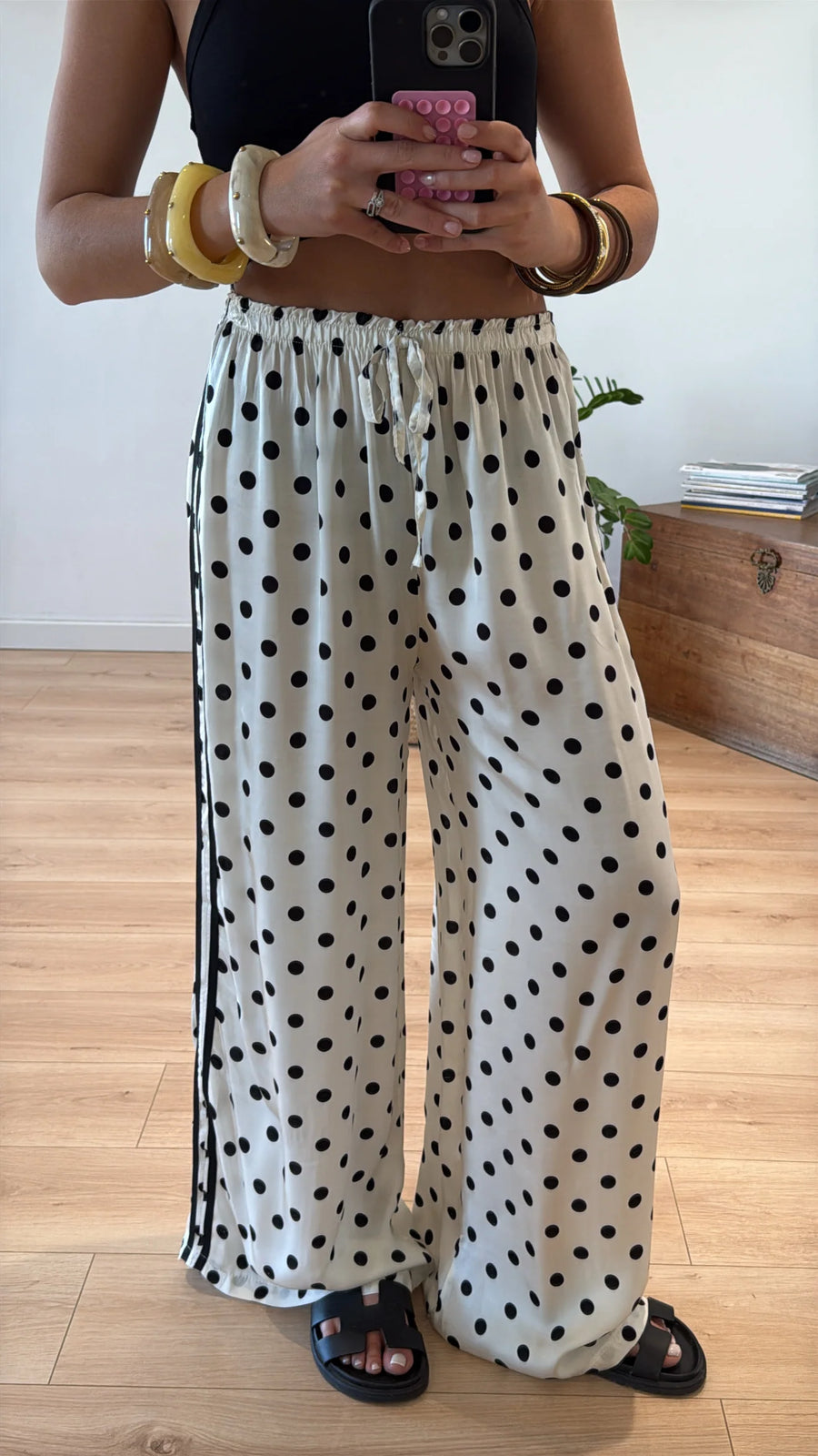 PANTALON À POIS « CAPRI » BLANC 2