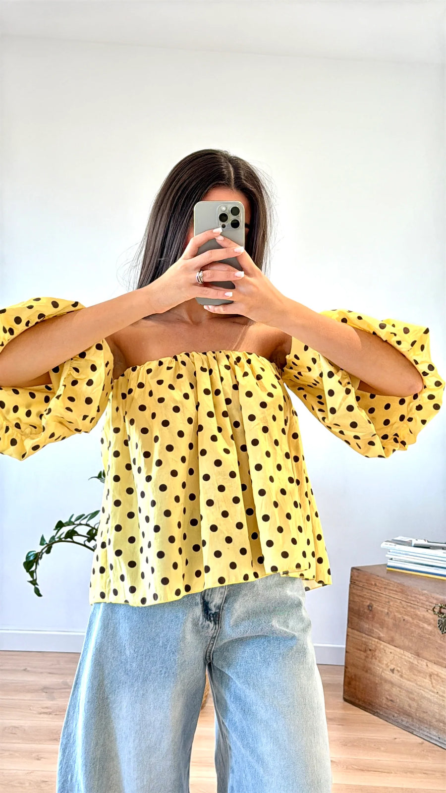 "NATALIA" POLKA DOT TOP YELLOW 3