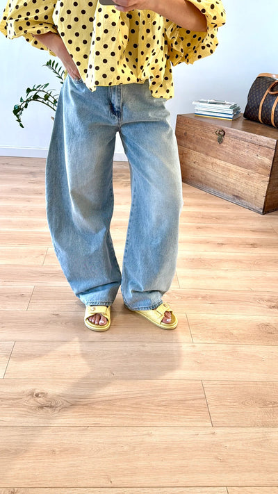 JEAN WIDE LEG « ROMANO » BLEU CLAIR