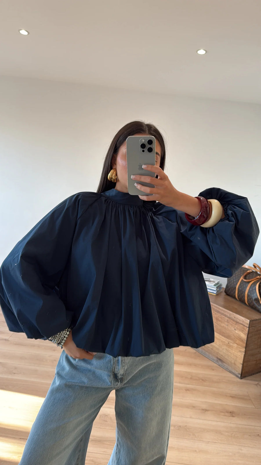 BLOUSE À NOEUD « HANNA » BLEU MARINE 2