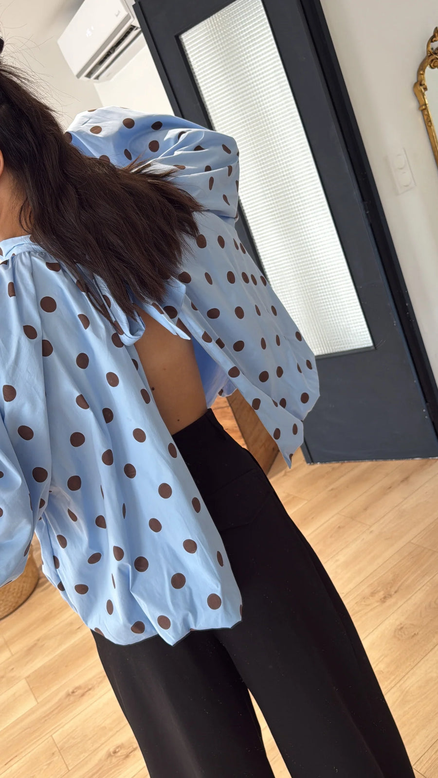 BLOUSE À POIS « SOFIA » BLEU CHOCO 3