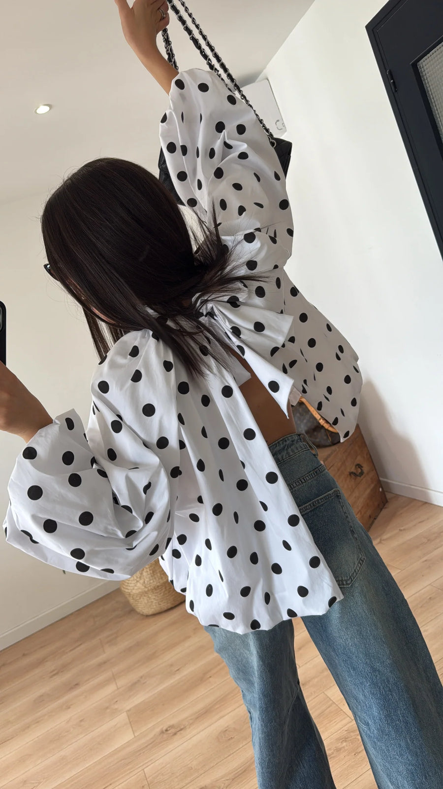 BLOUSE À POIS « SOFIA » BLANCHE 1