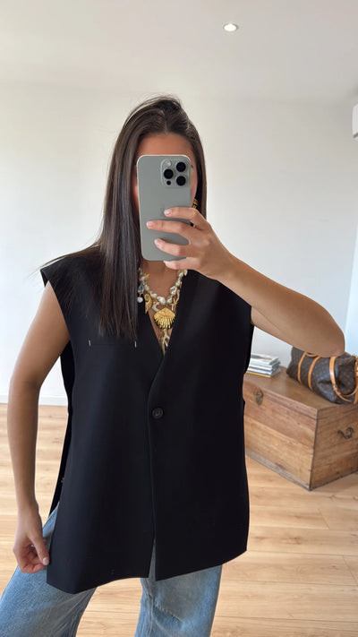"DIANA" SLEEVELESS BLAZER BLACK