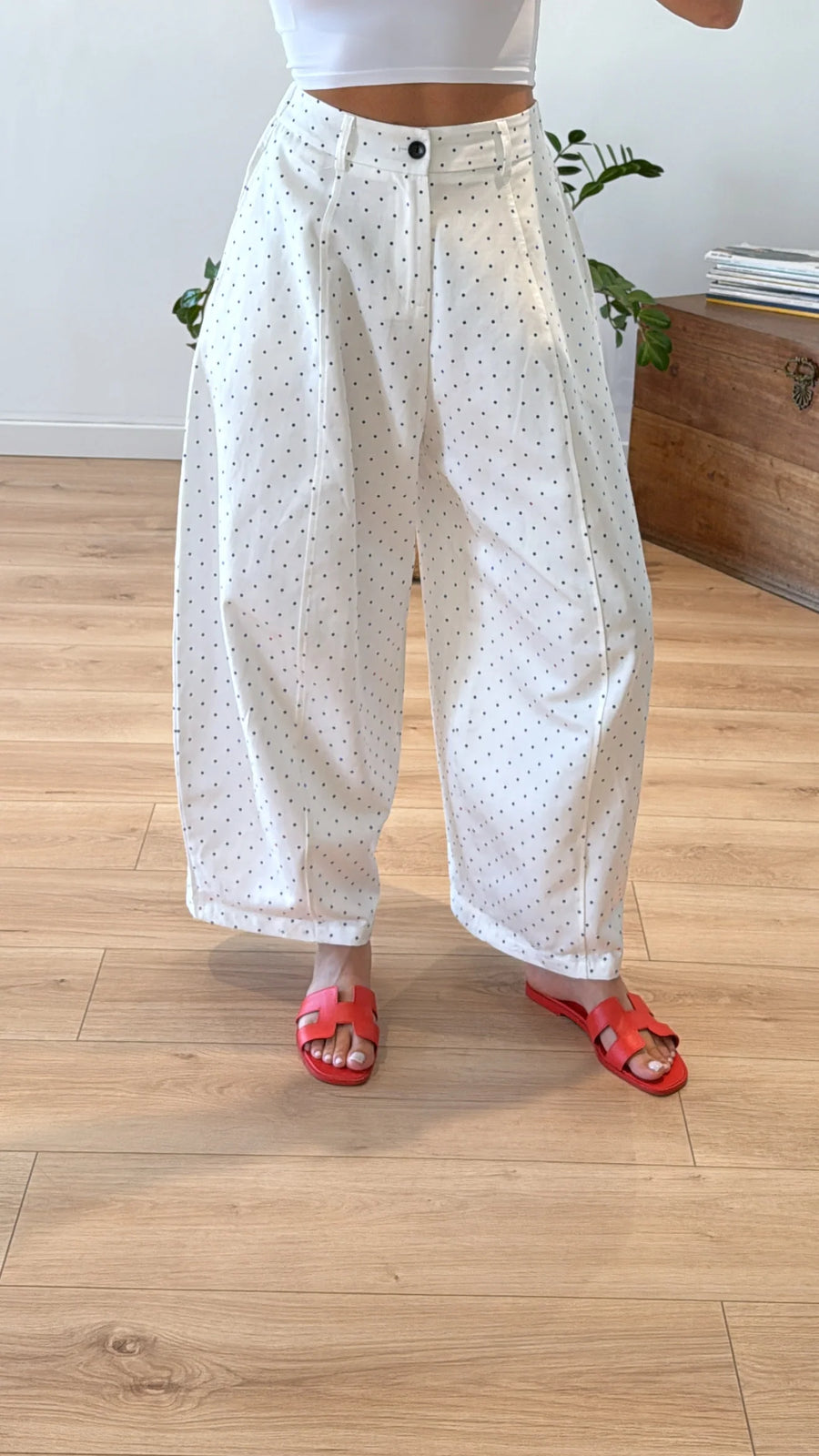 PANTALON POIS BLANC 2