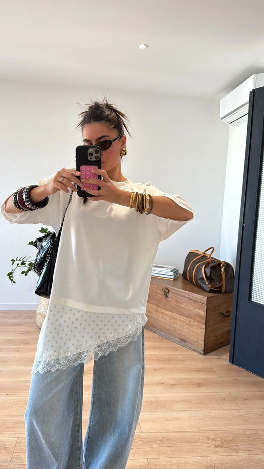 T-SHIRT OVERSIZE « MILA » BLANC