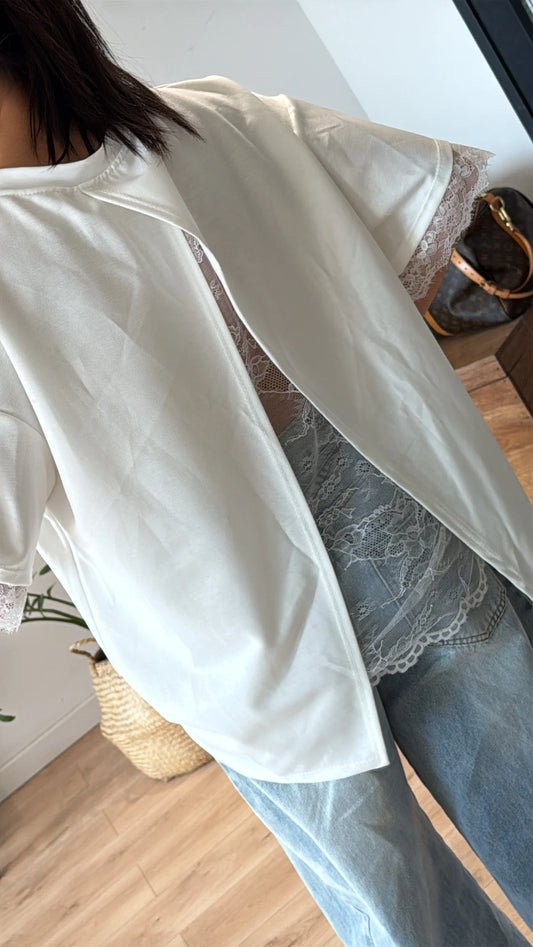 T-SHIRT LONG « ELISA » BLANC