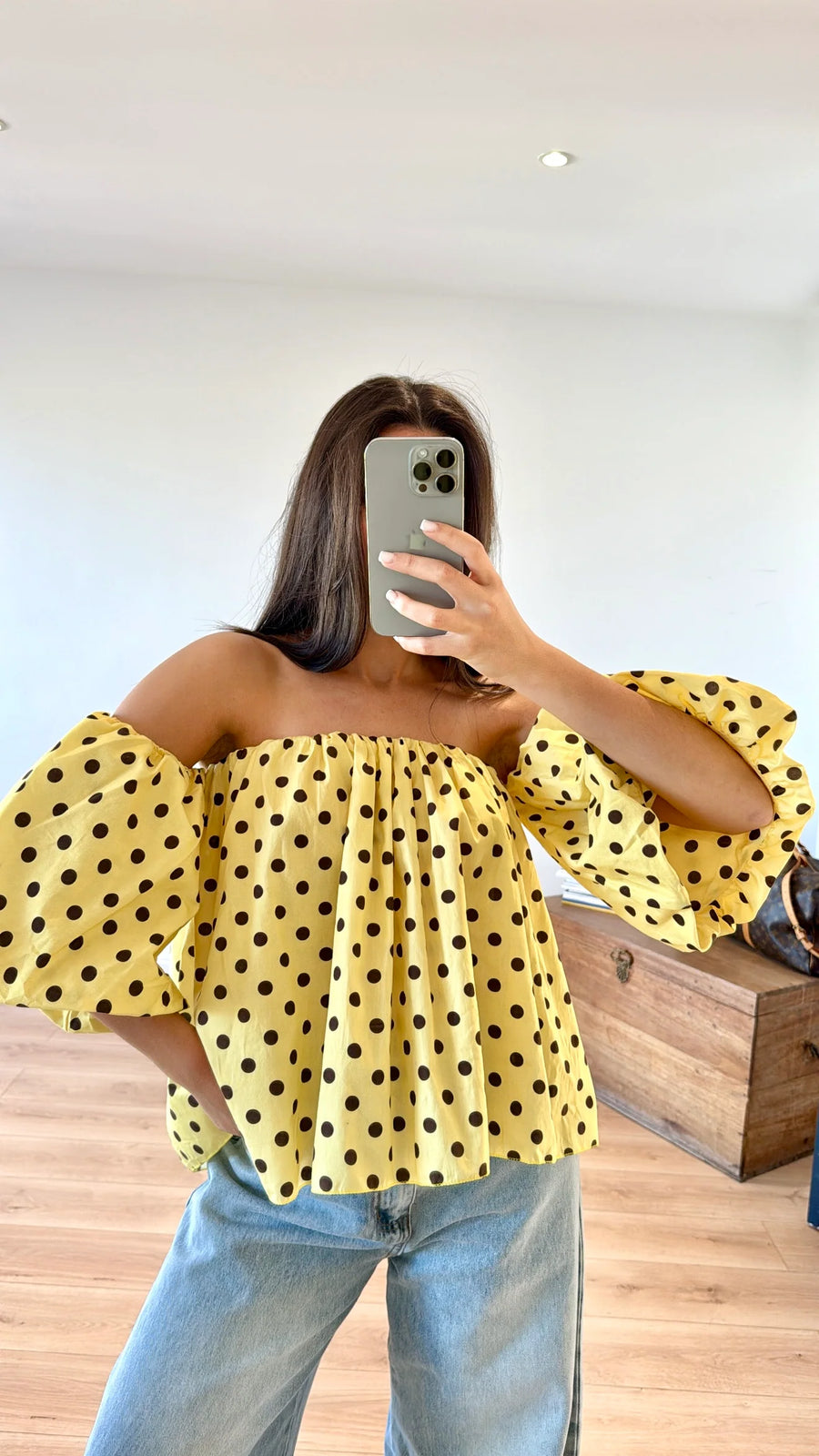 "NATALIA" POLKA DOT TOP YELLOW 2