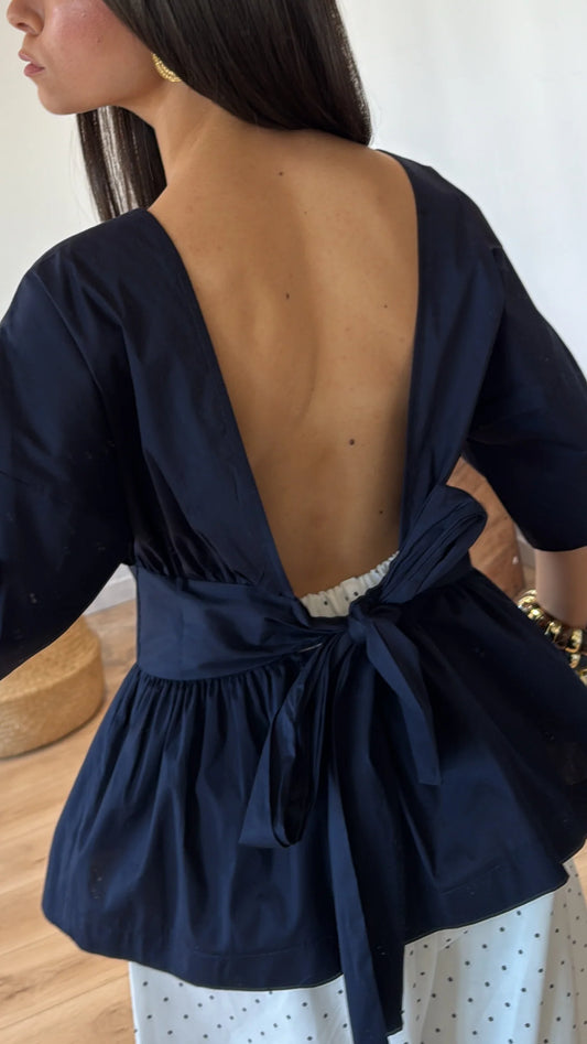 NAVY BLUE "SERENA" BARE BACK TOP