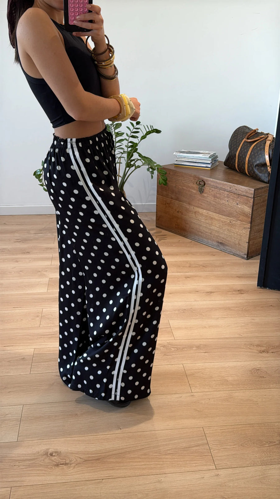 PANTALON À POIS « CAPRI » NOIR 2