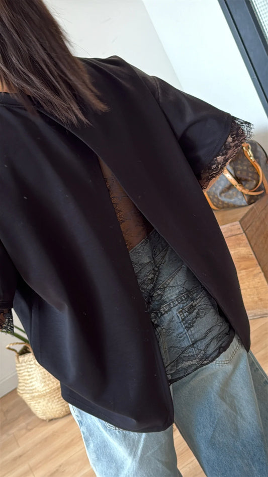 T-SHIRT LONG « ELISA » NOIR