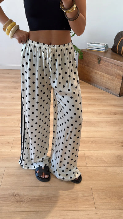 PANTALON À POIS « CAPRI » BLANC